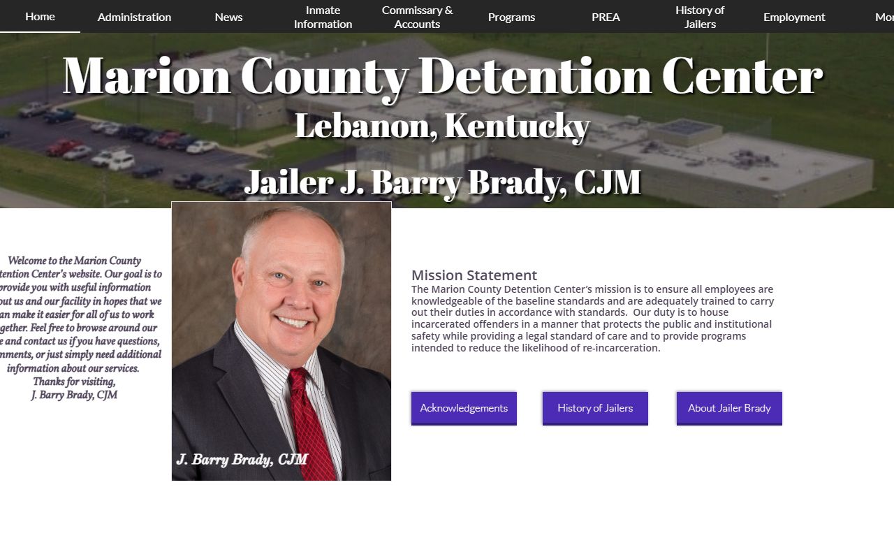 Marion County Detention Center homepage for Washington County inmate custody